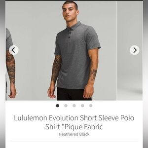 Lululemon Evolution Short Sleeve Polo Shirt *Pique Fabric, Heathered Black